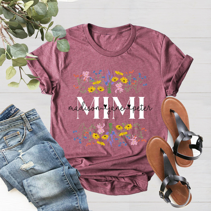Personalized Wildflowers Mimi And Grandkids T-Shirt, Custom Kids Name, Custom Name Grandma Shirt With Grandkid, Mothers Day Shirt - 3.jpg