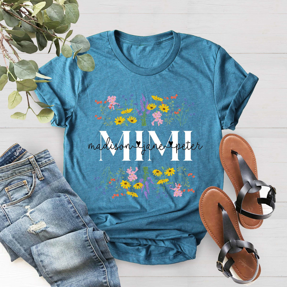 Personalized Wildflowers Mimi And Grandkids T-Shirt, Custom Kids Name, Custom Name Grandma Shirt With Grandkid, Mothers Day Shirt - 4.jpg