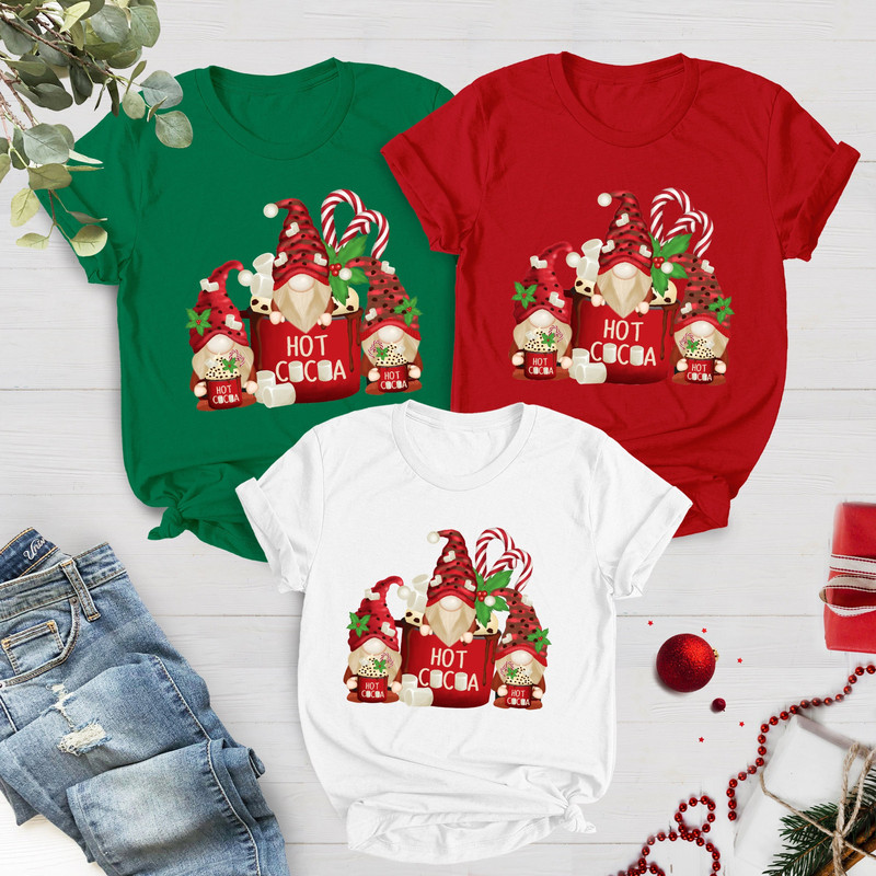 Pilgrim Gnome Christmas Shirt, Hot Cocoa Gnomes Christmas Shirt, Family Christmas Gnomes Shirt, Christmas Party Tee, Gnomes Christmas TShirt - 1.jpg