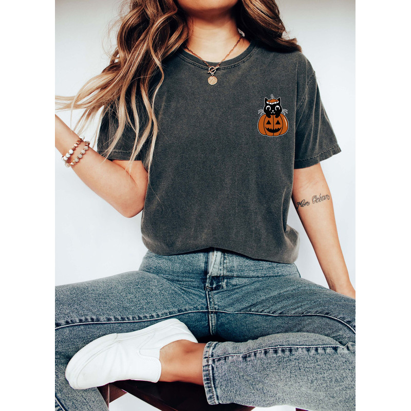 Pumpkin Halloween Shirt, Cat Halloween Shirt, Pumpkin Shirt, Black Cats and Pumpkins Shirt, Black Cat Shirt, Cat Lovers, Cat Halloween Tee - 1.jpg