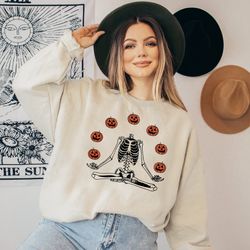 pumpkin halloween sweatshirt, skeleton halloween shirt, pump