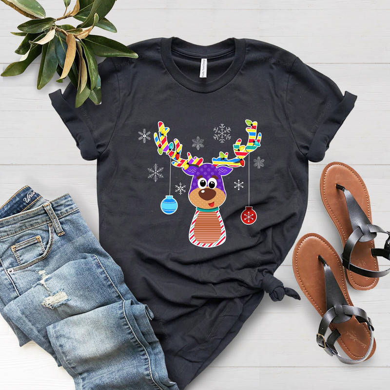 Reindeer Christmas Shirt, Peeping Reindeer Shirt, Christmas Lights Shirt, Merry Christmas Shirt, Christmas Family Shirt, Xmas Antler Shirt - 3.jpg
