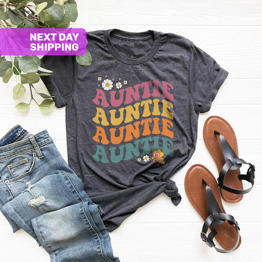 Retro Auntie T-Shirt, Auntie T-shirt, Cool Aunt Shirt, Aunt Announcement, Gift For Aunt, Mothers Day Gift, Aunt Shirt, New Aunt Gift - 1.jpg
