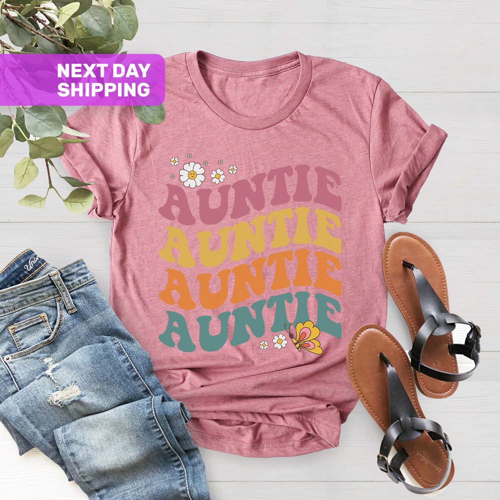 Retro Auntie T-Shirt, Auntie T-shirt, Cool Aunt Shirt, Aunt Announcement, Gift For Aunt, Mothers Day Gift, Aunt Shirt, New Aunt Gift - 5.jpg