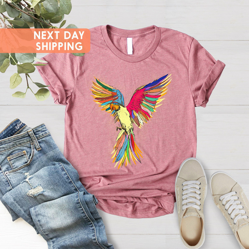 Retro Parrot Shirt, Birdwatching Lover T-shirt, Tropical Bird Tee, Bird Lovers Tshirt, Bird Shirt, Parrot Owner Gift, Animal Lover Shirt - 4.jpg