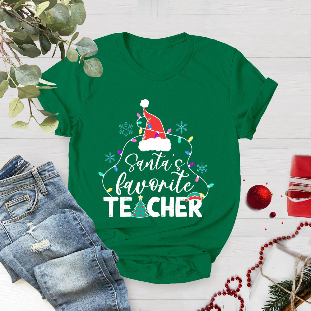 Santa's Favorite Teacher, Teacher Christmas Shirt, Funny Christmas Shirt, Teacher Santas Shirt, Xmas Gift Teacher,Teacher Holiday Shirt Tees - 3.jpg