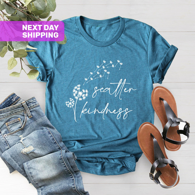 Scatter Kindness T Shirt, Inspirational Gift, Women Tees, Dandelion TShirt, Kindness Matter Tshirt, Spiritual Shirt, Positive Vibes Shirt - 3.jpg