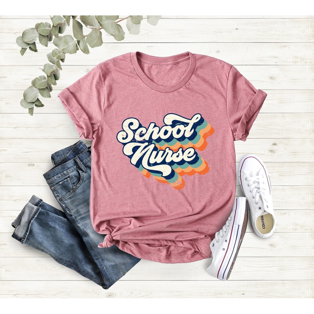 School Nurse T-Shirt, Retro School Nurse Shirt, School Nurse Gift, Nurse Appreciation Gift, Gift for Nurse,Nurse Tee ,Cute Retro Nurse Shirt - 1.jpg