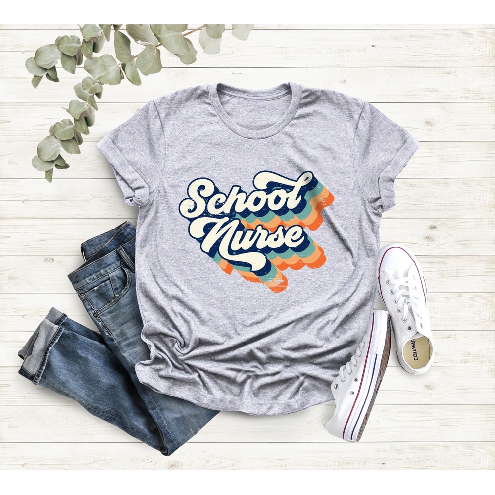 School Nurse T-Shirt, Retro School Nurse Shirt, School Nurse Gift, Nurse Appreciation Gift, Gift for Nurse,Nurse Tee ,Cute Retro Nurse Shirt - 2.jpg