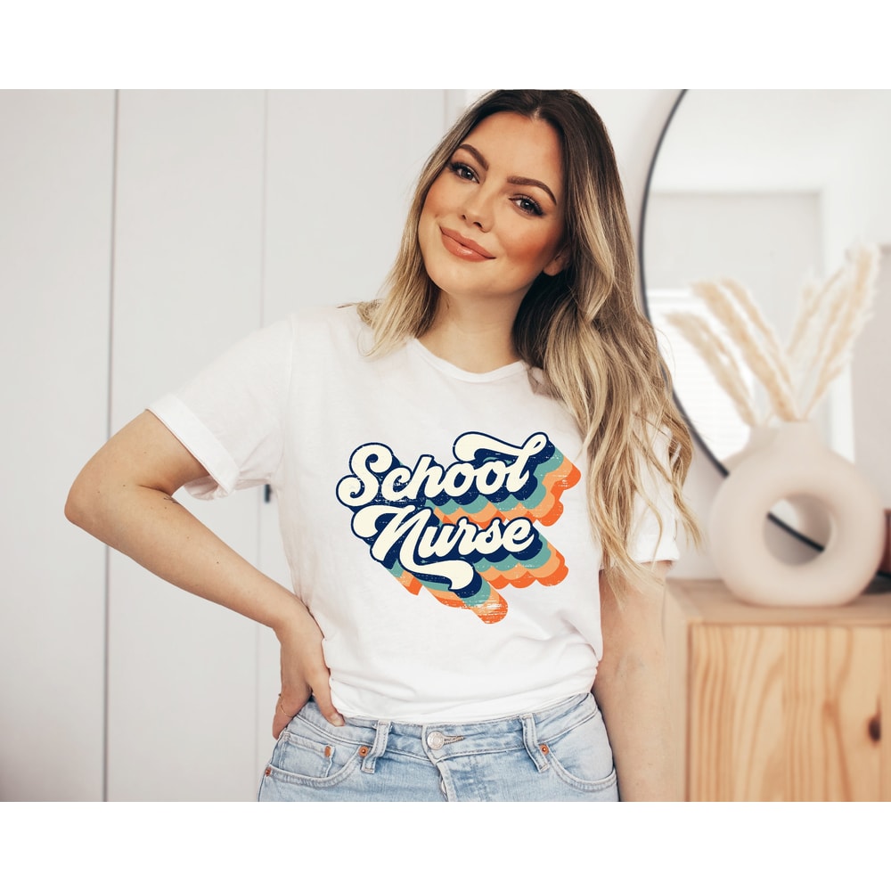 School Nurse T-Shirt, Retro School Nurse Shirt, School Nurse Gift, Nurse Appreciation Gift, Gift for Nurse,Nurse Tee ,Cute Retro Nurse Shirt - 4.jpg
