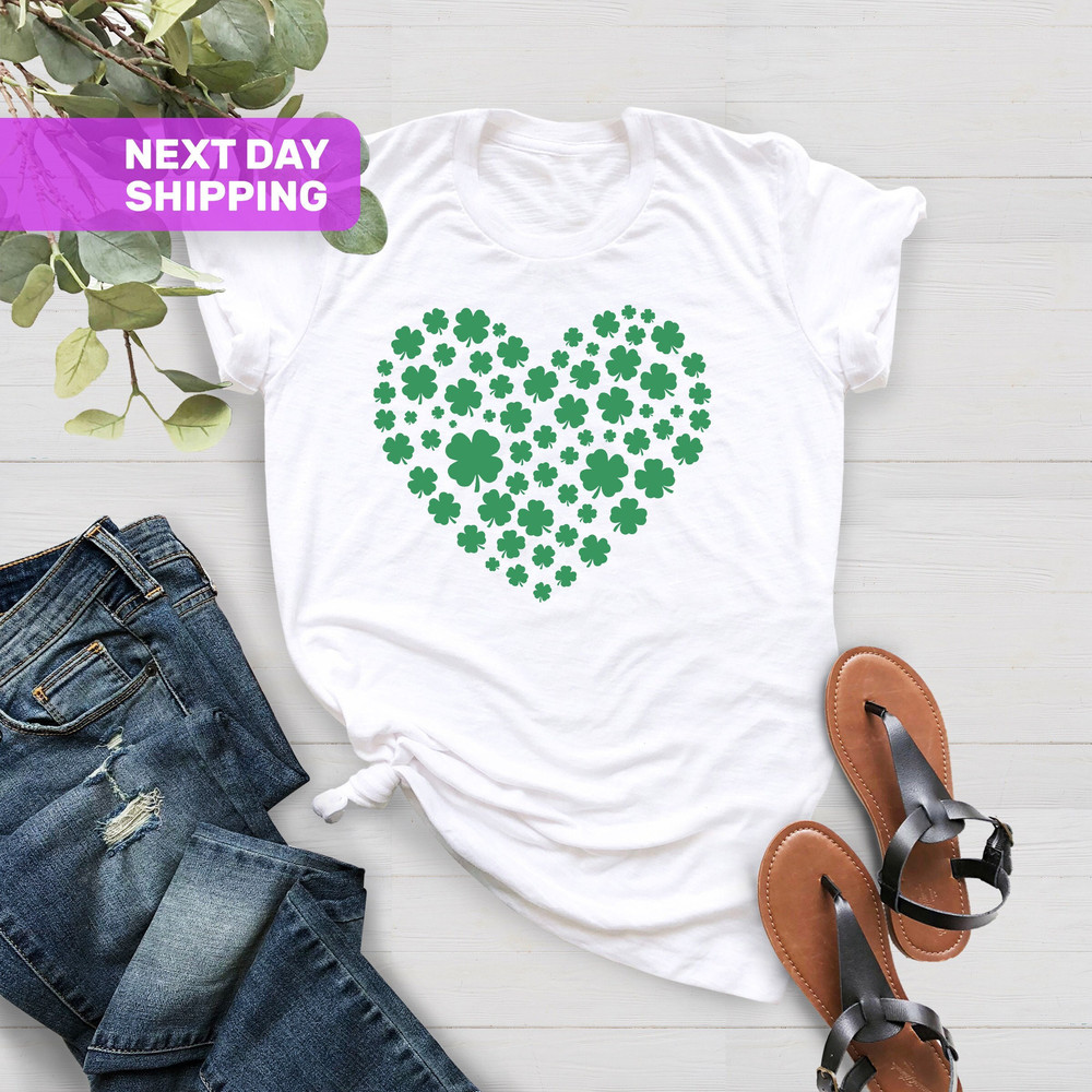 Shamrock Heart St Patricks Day Shirt, Irish Shirt, St Patricks Day Shirt, Four Leaf Clover Tee, Cute Paddys Day, St Pattys Day Shirt - 1.jpg