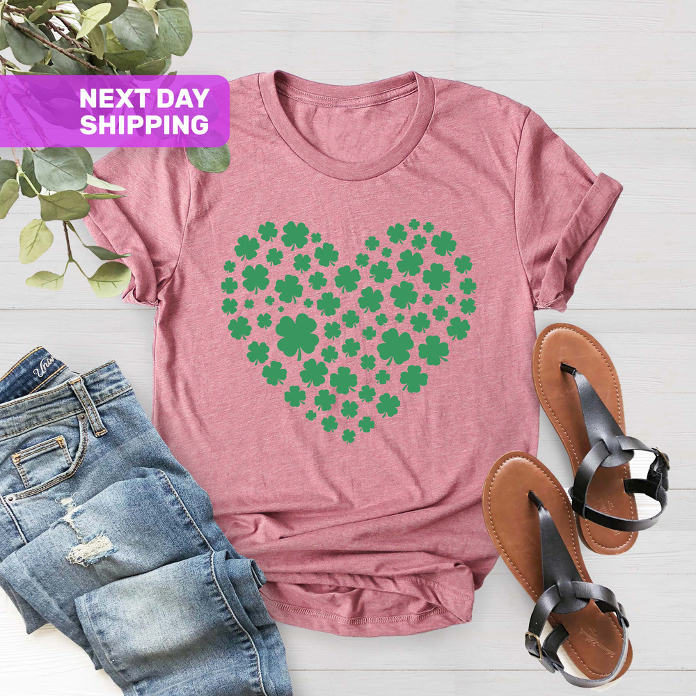Shamrock Heart St Patricks Day Shirt, Irish Shirt, St Patricks Day Shirt, Four Leaf Clover Tee, Cute Paddys Day, St Pattys Day Shirt - 2.jpg