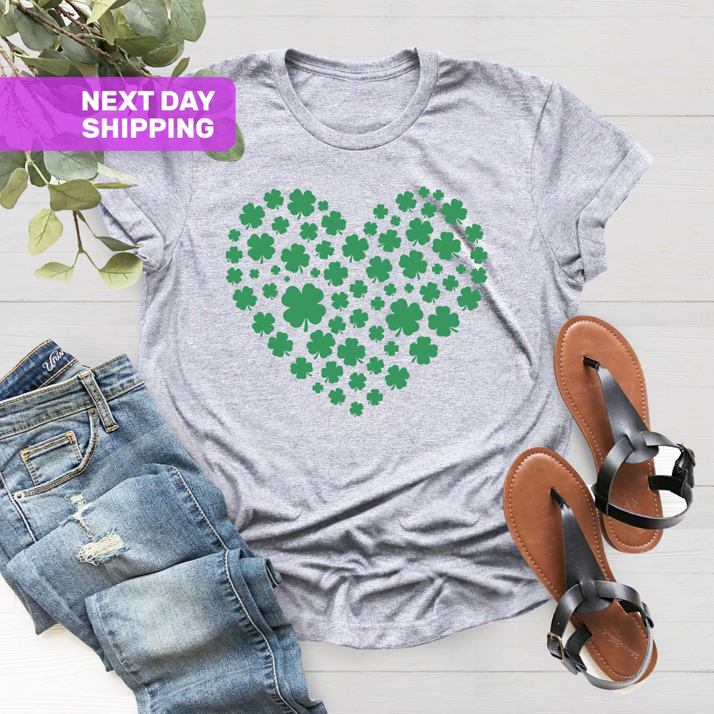 Shamrock Heart St Patricks Day Shirt, Irish Shirt, St Patricks Day Shirt, Four Leaf Clover Tee, Cute Paddys Day, St Pattys Day Shirt - 3.jpg