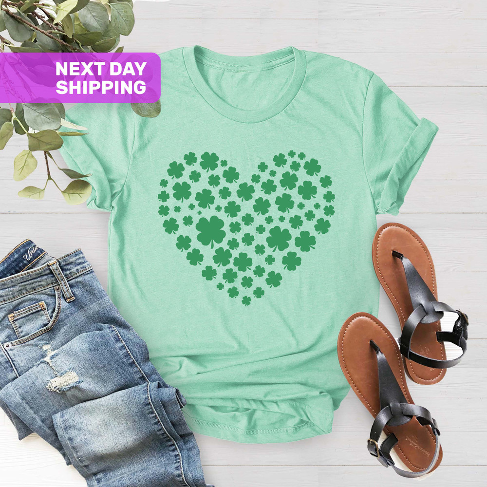 Shamrock Heart St Patricks Day Shirt, Irish Shirt, St Patricks Day Shirt, Four Leaf Clover Tee, Cute Paddys Day, St Pattys Day Shirt - 4.jpg