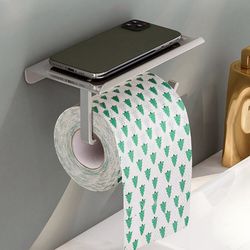 wall-mounted toilet paper holder with phone shelf