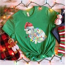 Christmas Lights Bunny Shirt, Cute Rabbit Womens Xmas TShirt, Funny Holidays T-Shirt Tee, Christmas Gift for Bunny Lover