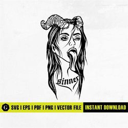 demon girl svg | devil girl sticker | devil svg | devil horns svg | gothic svg | satan stanic evil demon satin tattoo st