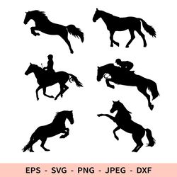 Horse Svg Rider Dxf File for Cricut Outline Horse Racing Silhouette Png Mustang Cut File Farm Animal Horseman Jockey
