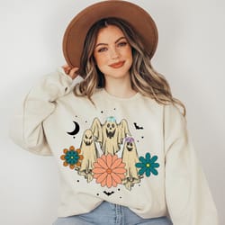 spooky season sweatshirt, retro floral ghost sweatshirt, hal