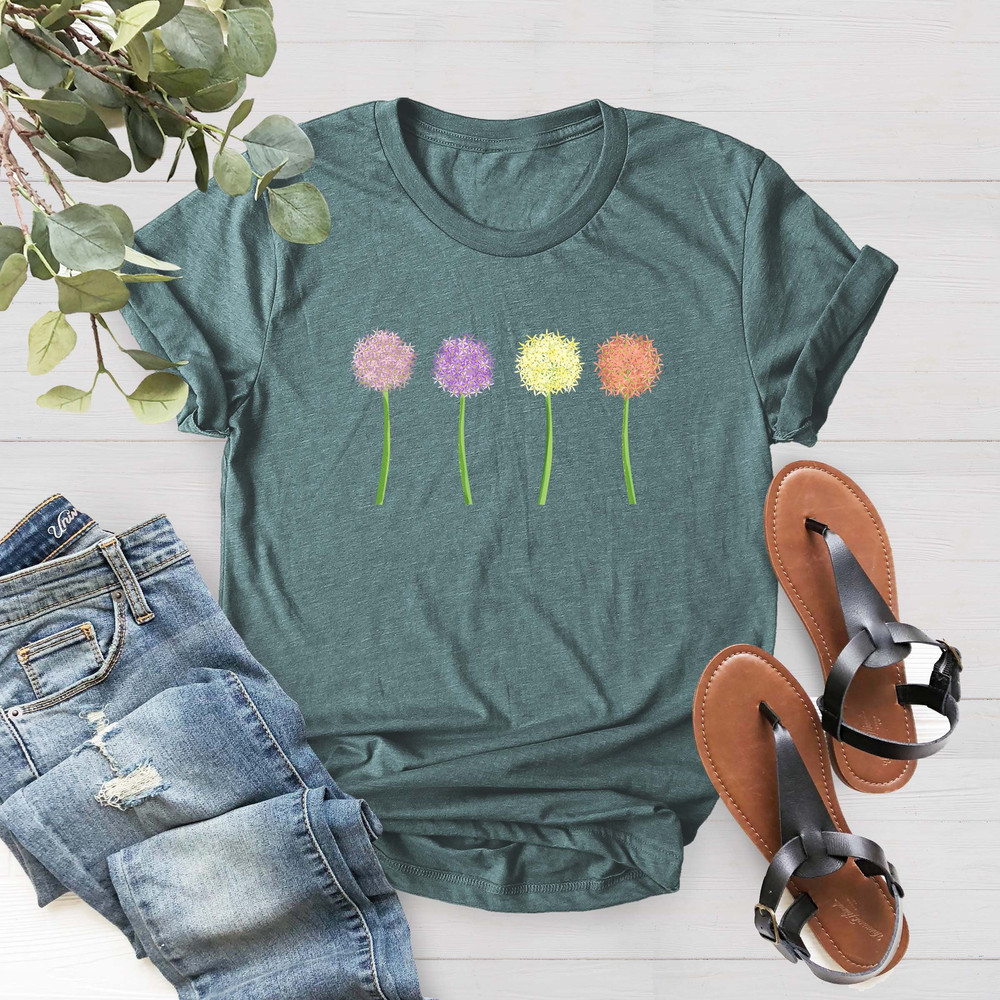 Spring Tee, Beautiful Springtime Allium Flowers Blooming On Premium Unisex Shirt, Allium Flowers, Spring Flowers Tee, Plant Mama Shirt - 1.jpg