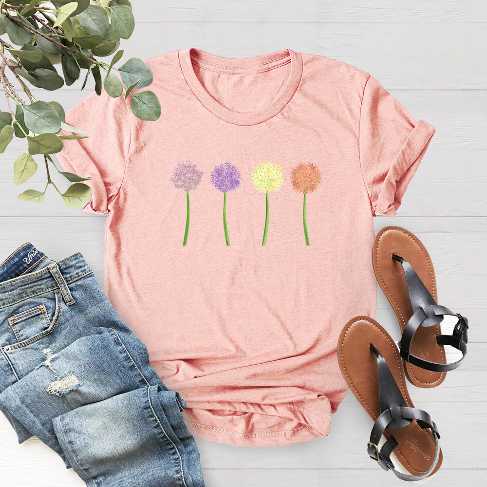 Spring Tee, Beautiful Springtime Allium Flowers Blooming On Premium Unisex Shirt, Allium Flowers, Spring Flowers Tee, Plant Mama Shirt - 3.jpg