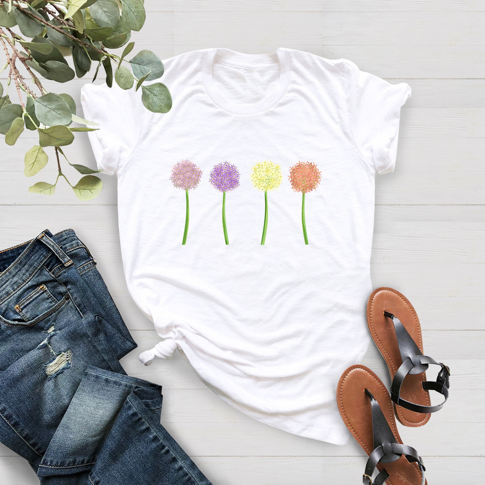 Spring Tee, Beautiful Springtime Allium Flowers Blooming On Premium Unisex Shirt, Allium Flowers, Spring Flowers Tee, Plant Mama Shirt - 4.jpg