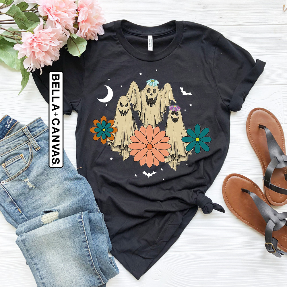 Spooky Season Sweatshirt, Retro Floral Ghost Sweatshirt, Halloween Costume, Cute Halloween Shirt, Trick Or Treat, Women Halloween Sweater - 4.jpg