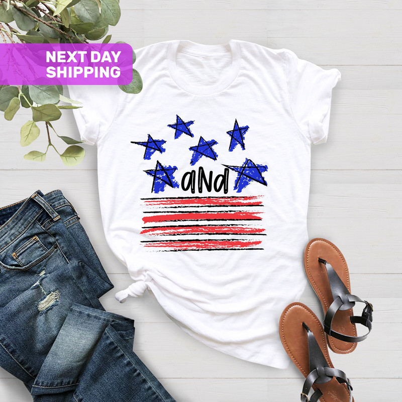 Stars and Stripes T-Shirt, American Flag Shirt, Stars Peace and Stripes Retro Tee, American Flag T-Shirt, Fourth Of July Shirt, 4th of July - 1.jpg
