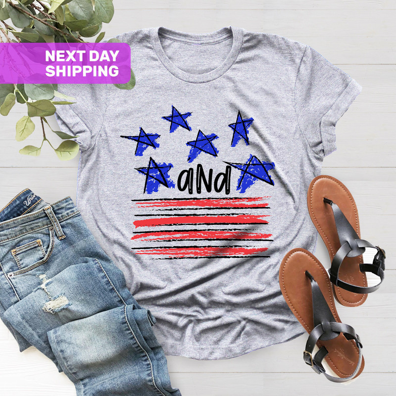 Stars and Stripes T-Shirt, American Flag Shirt, Stars Peace and Stripes Retro Tee, American Flag T-Shirt, Fourth Of July Shirt, 4th of July - 2.jpg