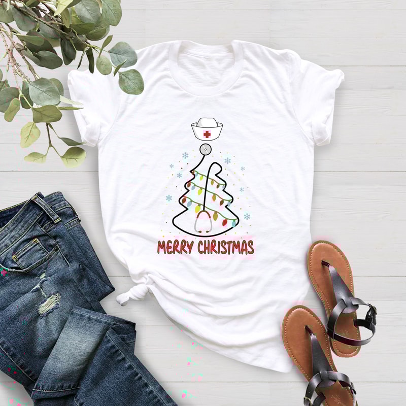 Stethoscope Christmas Tree Shirt, Gift For Nurses, Stethoscope Nurse Tee, Stethoscope Tree Shirt, Christmas Nurse Shirt, Gift for Doctor - 4.jpg
