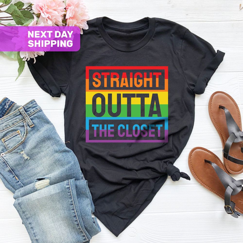 Straight Outta The Closet Shirt, Equality Shirt, LGBTQ Pride Shirt, Lesbian Gifts, Rainbow Shirt, Pride Shirt, LGBTQ T-shirt, Pride Shirt - 1.jpg