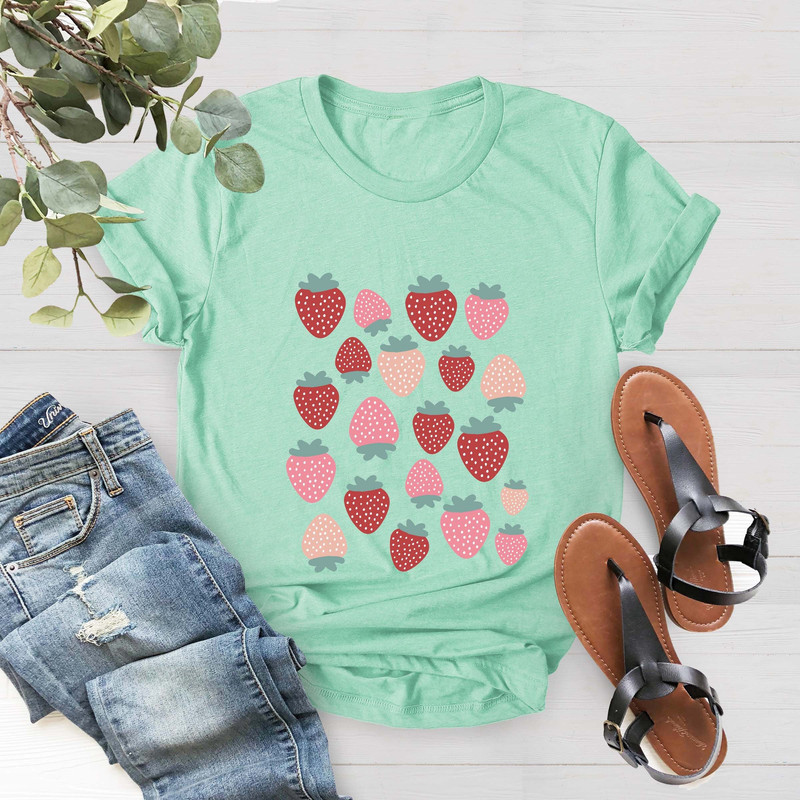 Strawberries T Shirt for an Aesthetic or Cottagecore Outfit, Strawberry Shirt, Perfect for Gardeners or Plant Lovers, Strawberry Woman Shirt - 3.jpg