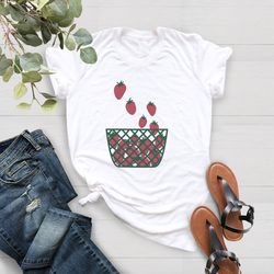 strawberry shirt, screen print t-shirt, vegan shirt, foodie