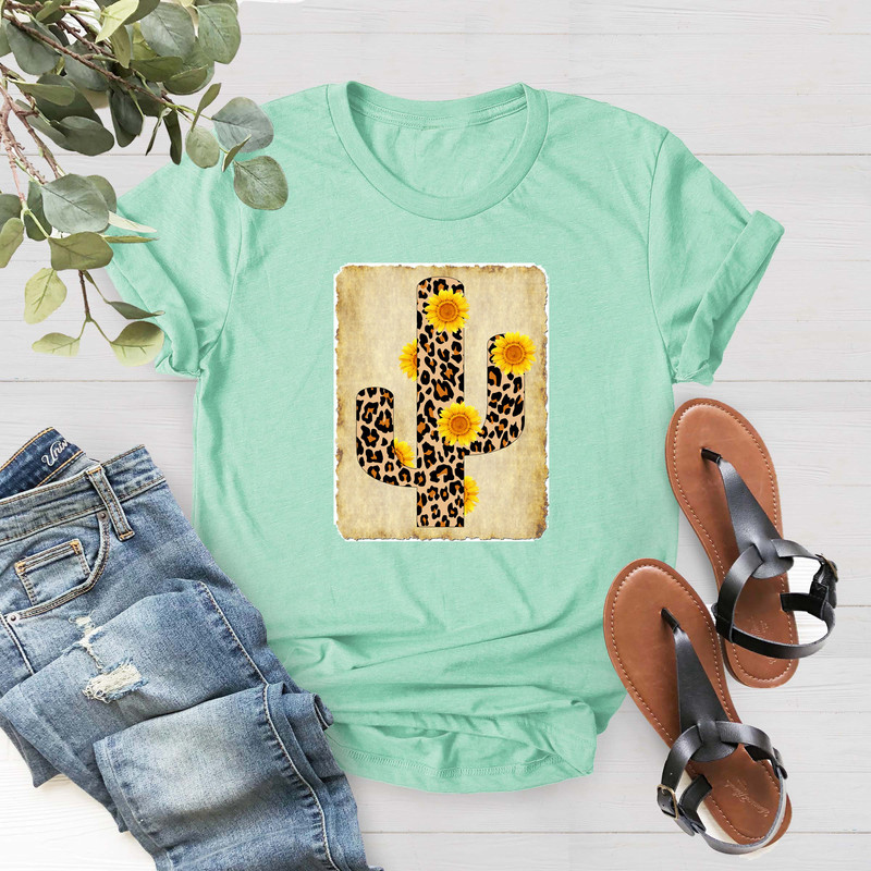 Sunflower Shirt, Cactus Shirt, Cactus Leopard Sunflower Shirt, Vintage Leopard Print Cactus T-Shirts,Summer Tee,Western Shirt, Arizona Shirt - 4.jpg