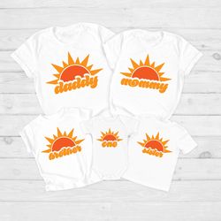 sunshine first birthday party t-shirts, matching family t-sh