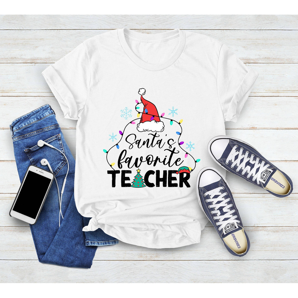 Teacher Christmas Shirt, Funny Christmas Shirt, Santa's Favorite Teacher, Teacher Holiday Shirt Tees, Teacher Santas Shirt,Xmas Gift Teacher - 2.jpg