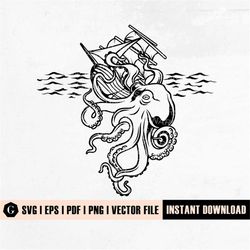 kraken svg | tentacles svg | pirate ship svg | ocean sea monster | octopus tentacles svg | octopus svg | pirate ship svg