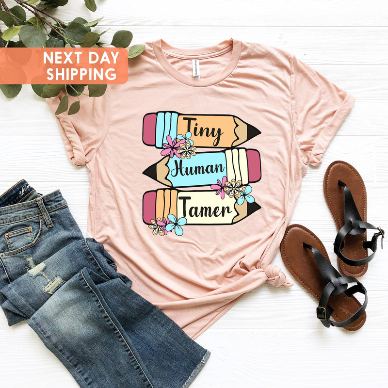 Teacher Shirt, Tiny Human Tamer, First Day Of School, Gift for Teacher, Preschool Teacher, Kindergarten Teacher, Back to School Shirt - 1.jpg