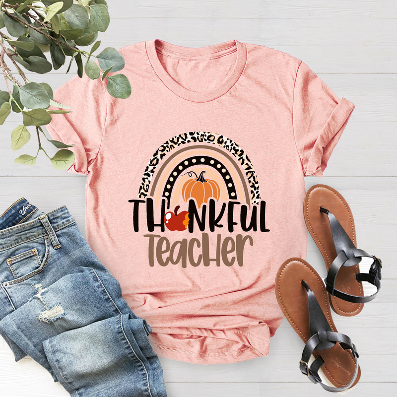 Thanksgiving Teacher Shirt,Thankful Rainbow Pumpkin Shirt,Family Thanksgiving, Thanksgiving Dinner, Thanksgiving Vacation Shirt,Teacher Gift - 5.jpg
