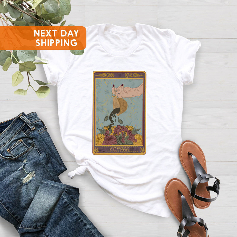 The Coffee Tarot Card Shirt, Spill The Witchy Tarot Card Tee ,Tarot Card Shirt, Tarot Coffee Shirt, Coffee Tarot Card Mystical Tarot - 2.jpg