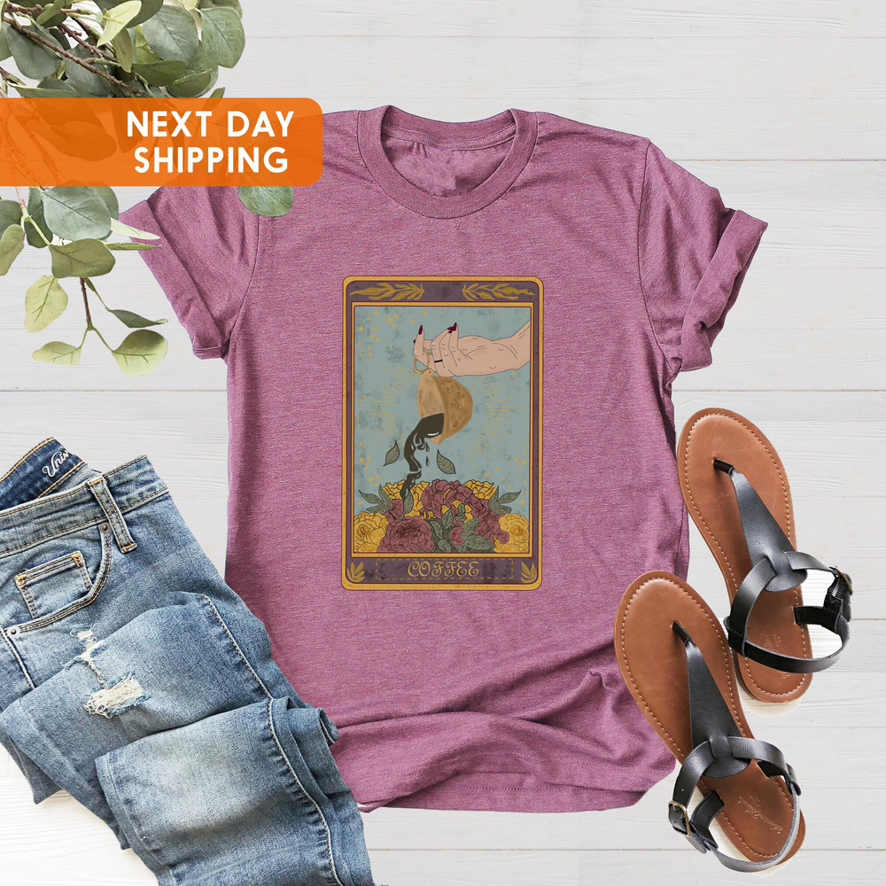 The Coffee Tarot Card Shirt, Spill The Witchy Tarot Card Tee ,Tarot Card Shirt, Tarot Coffee Shirt, Coffee Tarot Card Mystical Tarot - 3.jpg