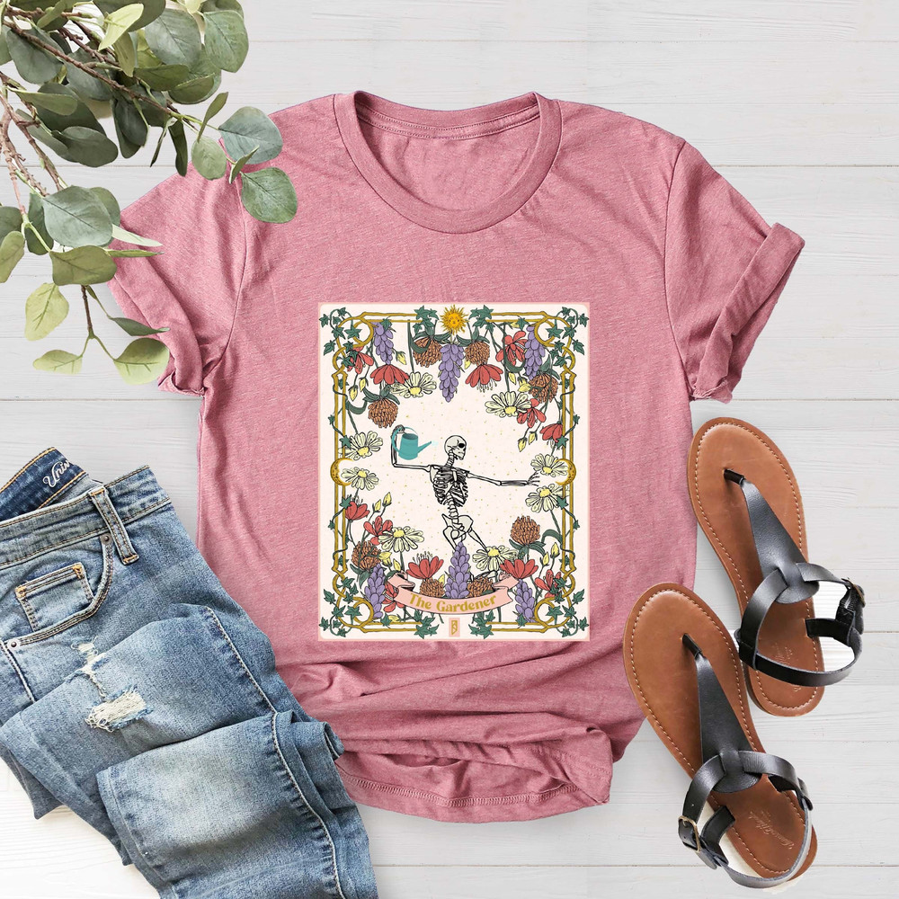 The Gardener Skeleton Tarot Tee, Tarot Card Skeleton Tee, Plant Lover Tarot Shirt, Skeleton Shirt, Gardener Tarot Skeleton, Gardening Gift - 2.jpg