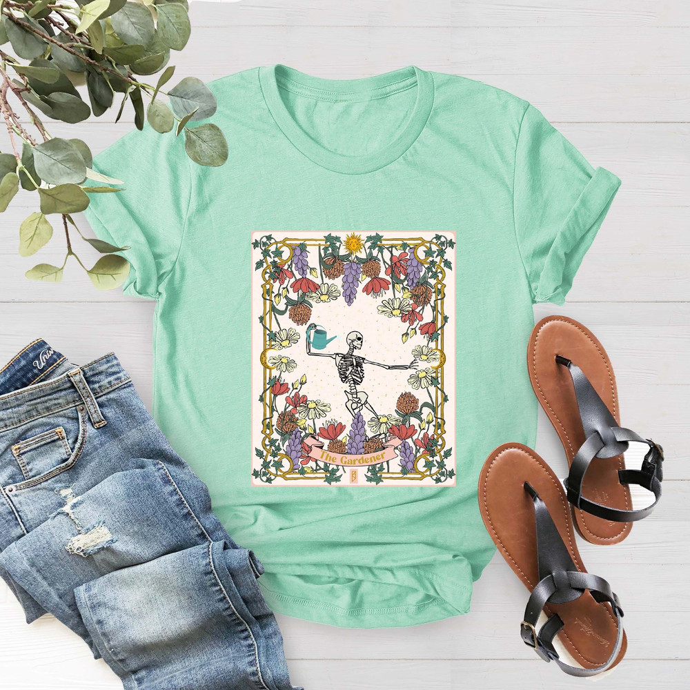 The Gardener Skeleton Tarot Tee, Tarot Card Skeleton Tee, Plant Lover Tarot Shirt, Skeleton Shirt, Gardener Tarot Skeleton, Gardening Gift - 3.jpg