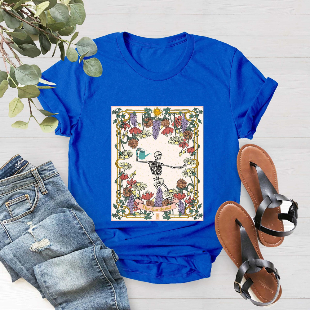 The Gardener Skeleton Tarot Tee, Tarot Card Skeleton Tee, Plant Lover Tarot Shirt, Skeleton Shirt, Gardener Tarot Skeleton, Gardening Gift - 4.jpg