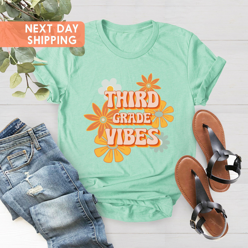 Third Grade Teacher Shirts, New Teacher Gift, Grade Level Shirt, 3rd Grade Teacher Tee, Elementary Back To School, Retro Vintage Grade - 3.jpg