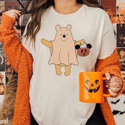 winnie the pooh ghost halloween t-shirt, disneyland halloween shirt, pooh bear shirt, halloween party shirt - a281
