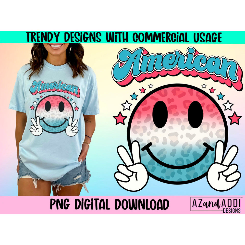 American smiley face png, retro 4th of July sublimation design, red white blue smiley face, patriotic shirt design, Independence Day png - 1.jpg