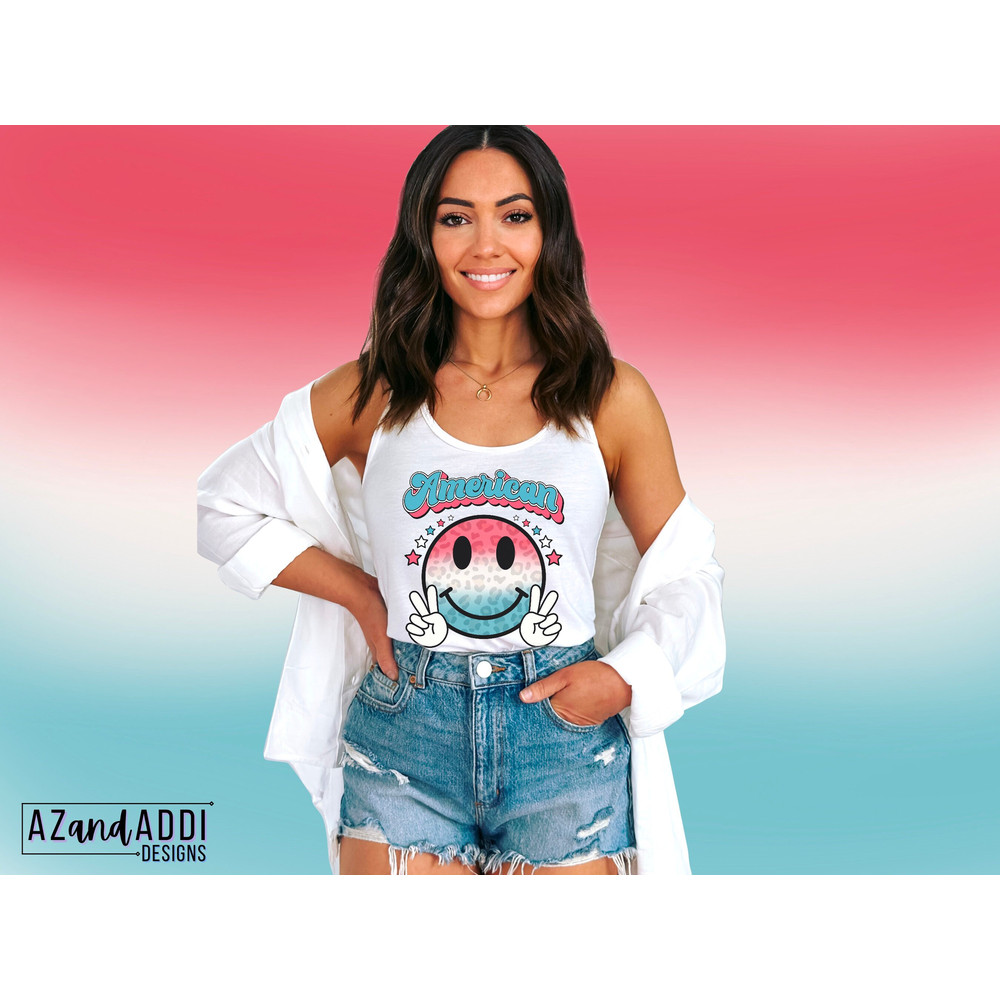 American smiley face png, retro 4th of July sublimation design, red white blue smiley face, patriotic shirt design, Independence Day png - 5.jpg