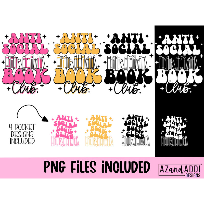 Antisocial book club png, retro booktrovert sublimation design, book lover png, trendy retro png, librarian png, teacher png, digital png - 2.jpg