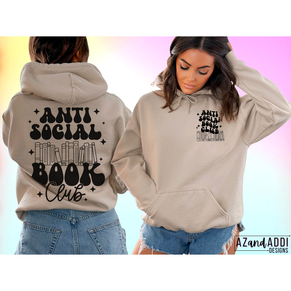 Antisocial book club png, retro booktrovert sublimation design, book lover png, trendy retro png, librarian png, teacher png, digital png - 3.jpg